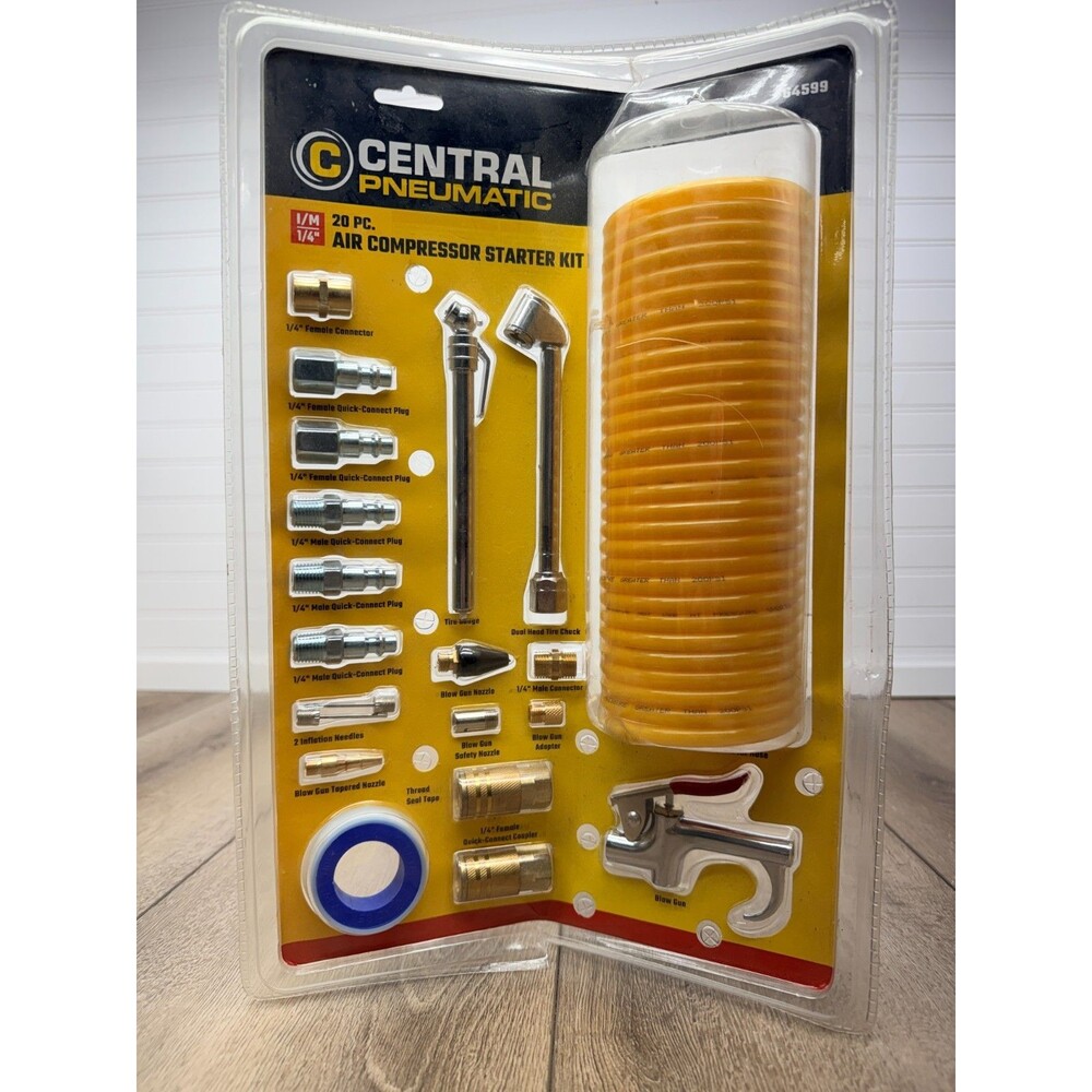 Air Compressor Starter Kit by Central Pneumatic 20 PC-Brand New Hose Set-Sealed